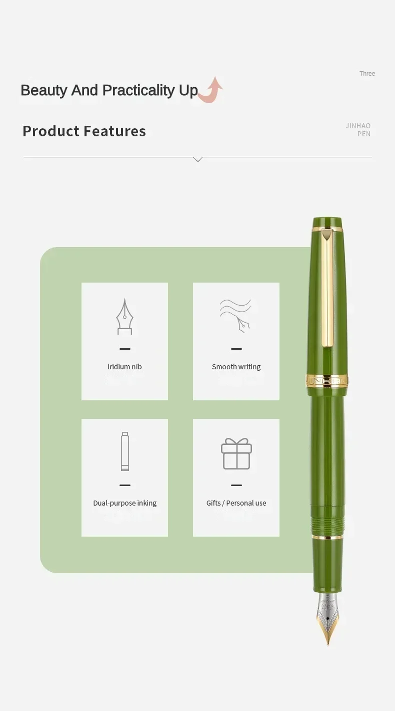 Jinhao 82 Fountain Pen Silver Clip EF/F/M Fine Nib Acrylic Ink Pen Luxury Writing Pen Stationery Business Office School Supplies