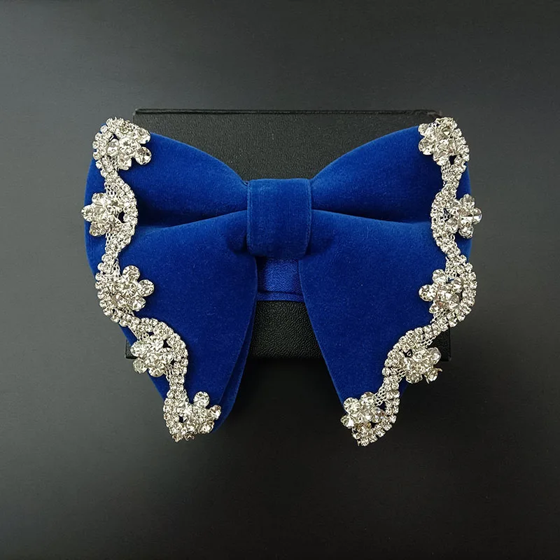 Retro Rhinestone Velvet Bow Tie British Men's Business Banquet Concert Dress Suit Shirt Accessories Original Devise Jewelry Gift