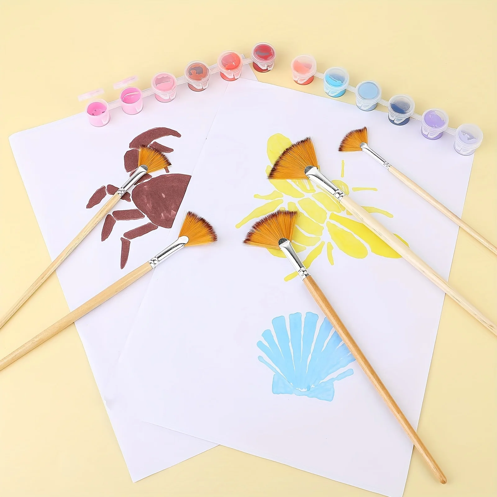 5/15/25pcs Fan Paint Brushes, Oil Acrylic Paint Brushes Nylon Hair Watercolor Fan Artist Brushes for Acrylic Watercolor Painting