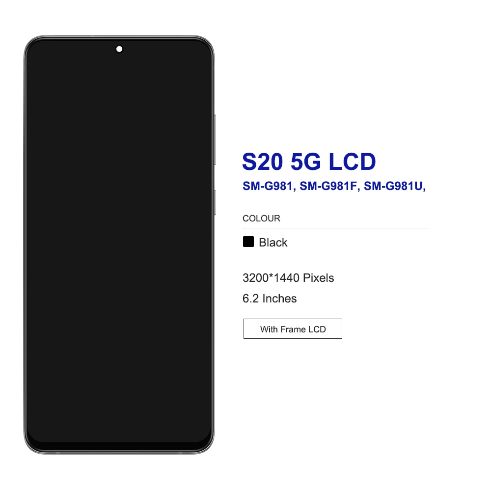 6.2'' Tested For Samsung S20 5G LCD G981 S981F S981F/DS Display Touch Screen With Frame For Samsung S20 5G Display Replace