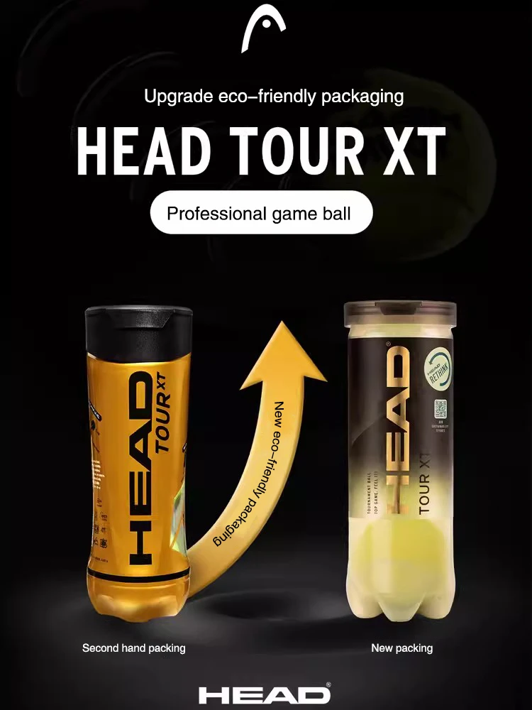 HEAD Professional Tennis Balls Competition Training Tennis Balls High Elastic Resistance TOUR XT Tennis Ball 3 Pieces Per Can