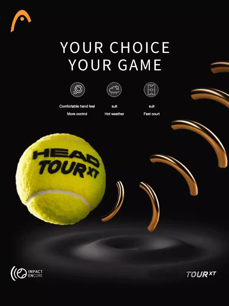 HEAD Professional Tennis Balls Competition Training Tennis Balls High Elastic Resistance TOUR XT Tennis Ball 3 Pieces Per Can