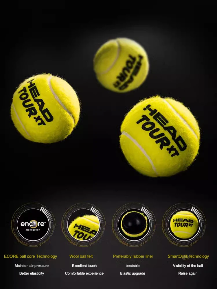 HEAD Professional Tennis Balls Competition Training Tennis Balls High Elastic Resistance TOUR XT Tennis Ball 3 Pieces Per Can