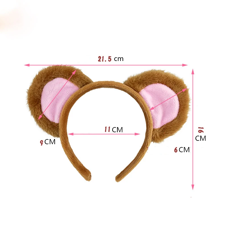 Little Monkey Headband Cosplay Kawaii Animal Halloween Party Costumes Accessories Brown Bear Ears Headband Tie Tail Skirt