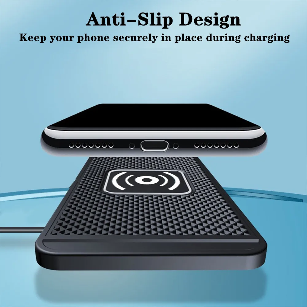 Car Wireless Charger Silicone Non-Slip Pad for iPhone 15 14 13 12 Samsung S24 S23 Xiaomi Car Phone Fast Induction Charging Pad
