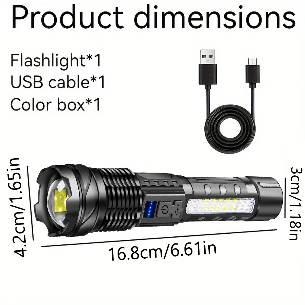 High Strong Power Led Flashlights 2000LM Tactical Torch with Display Light USB Charging Camping Fishing Emergency Zoom Lantern