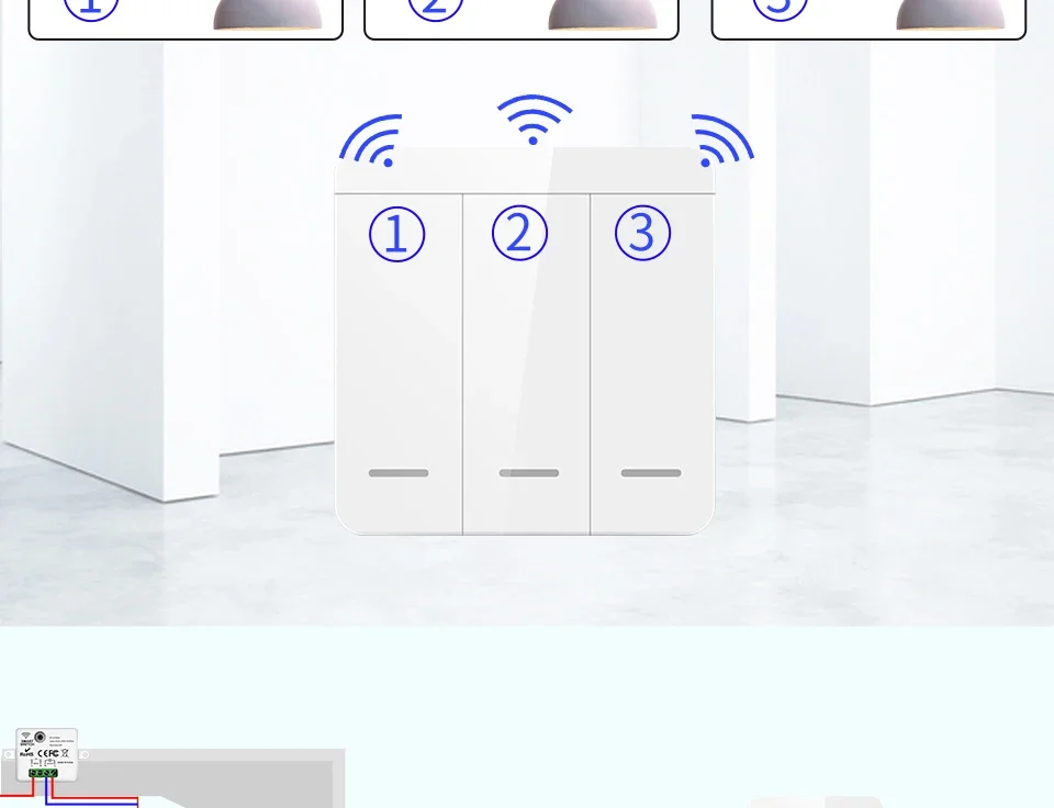 Wireless Light Wall Switch Relay Receiver RF 433Mhz 1/2/3Gang Panel Switch Remote Control Interruptor for LED Lamp 10A 110V 220V