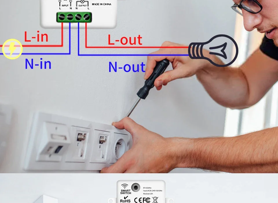 Wireless Light Wall Switch Relay Receiver RF 433Mhz 1/2/3Gang Panel Switch Remote Control Interruptor for LED Lamp 10A 110V 220V