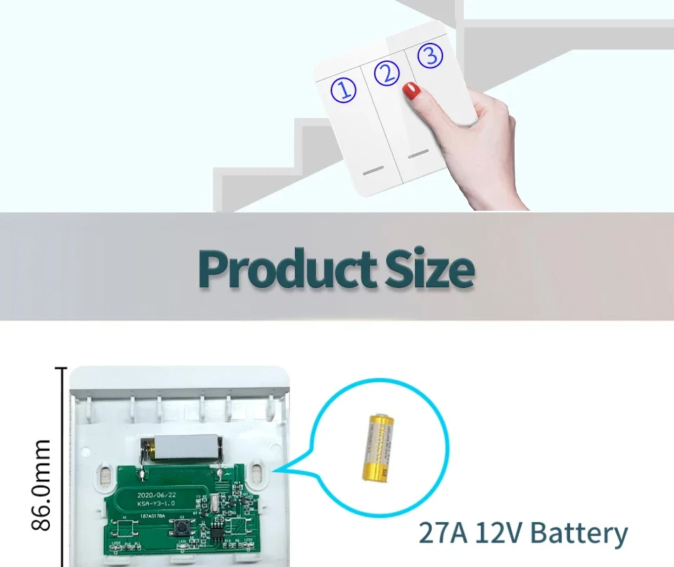 Wireless Light Wall Switch Relay Receiver RF 433Mhz 1/2/3Gang Panel Switch Remote Control Interruptor for LED Lamp 10A 110V 220V