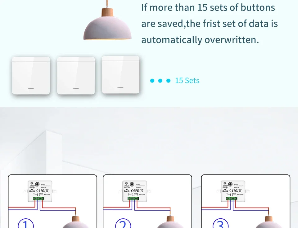 Wireless Light Wall Switch Relay Receiver RF 433Mhz 1/2/3Gang Panel Switch Remote Control Interruptor for LED Lamp 10A 110V 220V