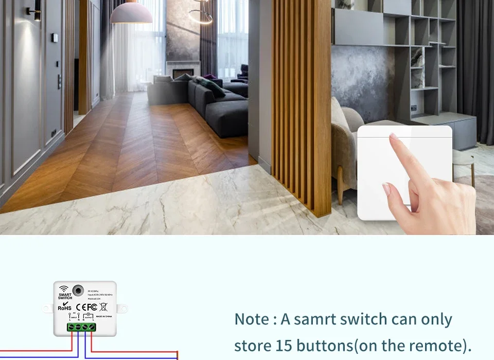 Wireless Light Wall Switch Relay Receiver RF 433Mhz 1/2/3Gang Panel Switch Remote Control Interruptor for LED Lamp 10A 110V 220V
