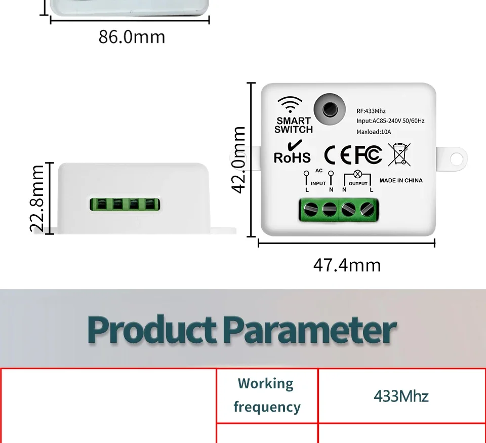 Wireless Light Wall Switch Relay Receiver RF 433Mhz 1/2/3Gang Panel Switch Remote Control Interruptor for LED Lamp 10A 110V 220V