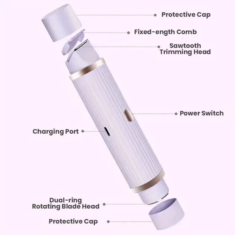 Electric Shaver, Portable Hair Removal Device, Rechargeable Electric Shaver, Painless 2-in-1 Dual Head Shaver