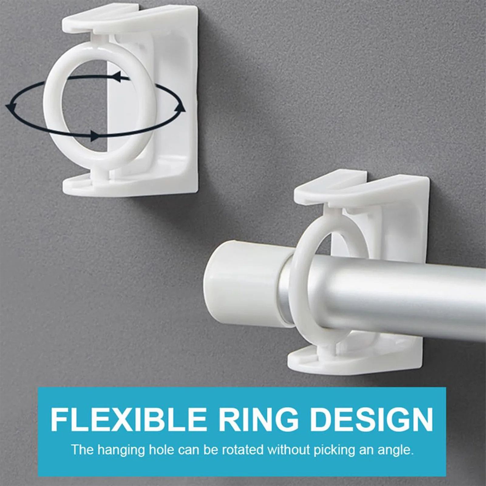 Set of 2/4/8 Self Adhesive Hooks Punch-free Curtain Rod Clip Hook Window Curtains Wall Hanging Holder Household Clamp Fixed Clip