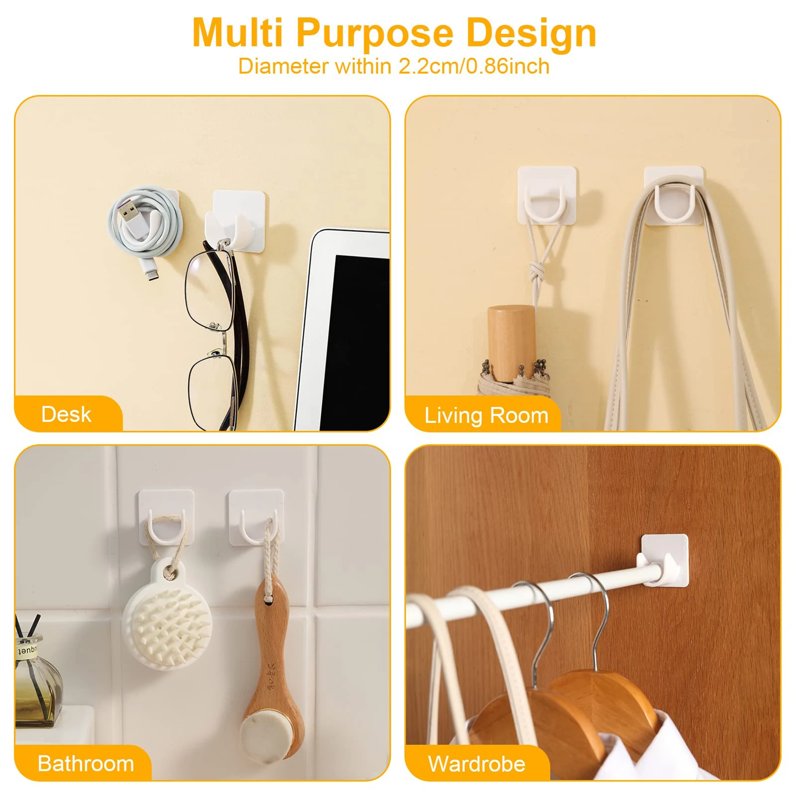 Set of 2/4/8 Self Adhesive Hooks Punch-free Curtain Rod Clip Hook Window Curtains Wall Hanging Holder Household Clamp Fixed Clip