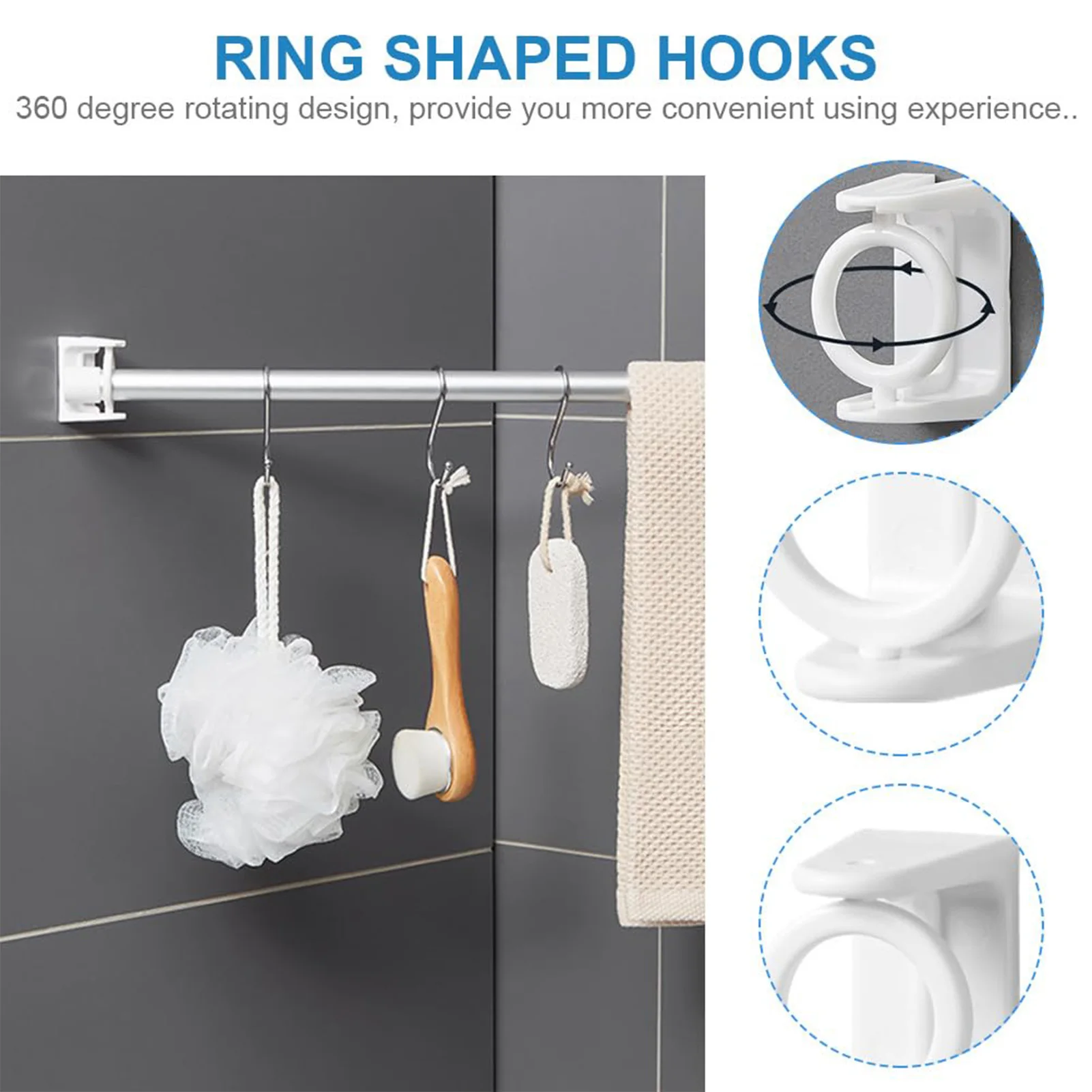 Set of 2/4/8 Self Adhesive Hooks Punch-free Curtain Rod Clip Hook Window Curtains Wall Hanging Holder Household Clamp Fixed Clip