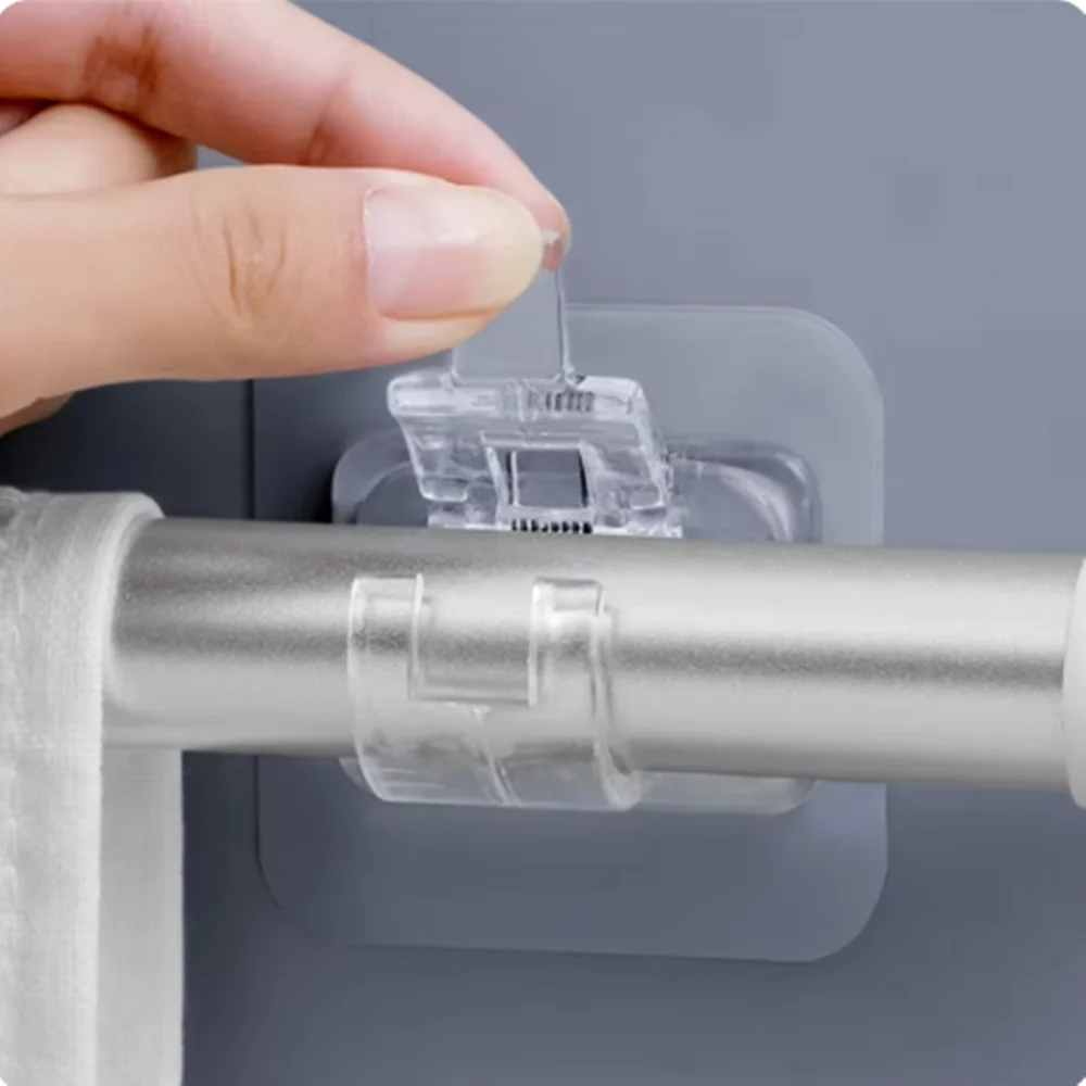 Set of 2/4/8 Self Adhesive Hooks Punch-free Curtain Rod Clip Hook Window Curtains Wall Hanging Holder Household Clamp Fixed Clip