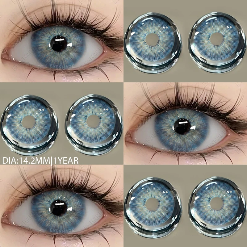 EYESHARE NEW 1pair Gray Contact Lens for Eyes Hybrid Natural Colorful Lenses 14.2mm Colorful Eyes Lenses Cosmetic Yearly Use