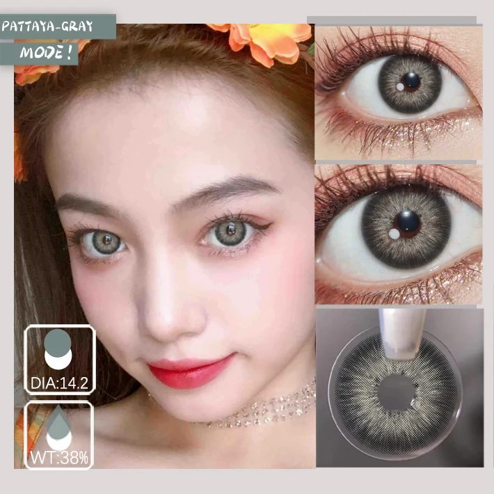 EYESHARE NEW 1pair Gray Contact Lens for Eyes Hybrid Natural Colorful Lenses 14.2mm Colorful Eyes Lenses Cosmetic Yearly Use