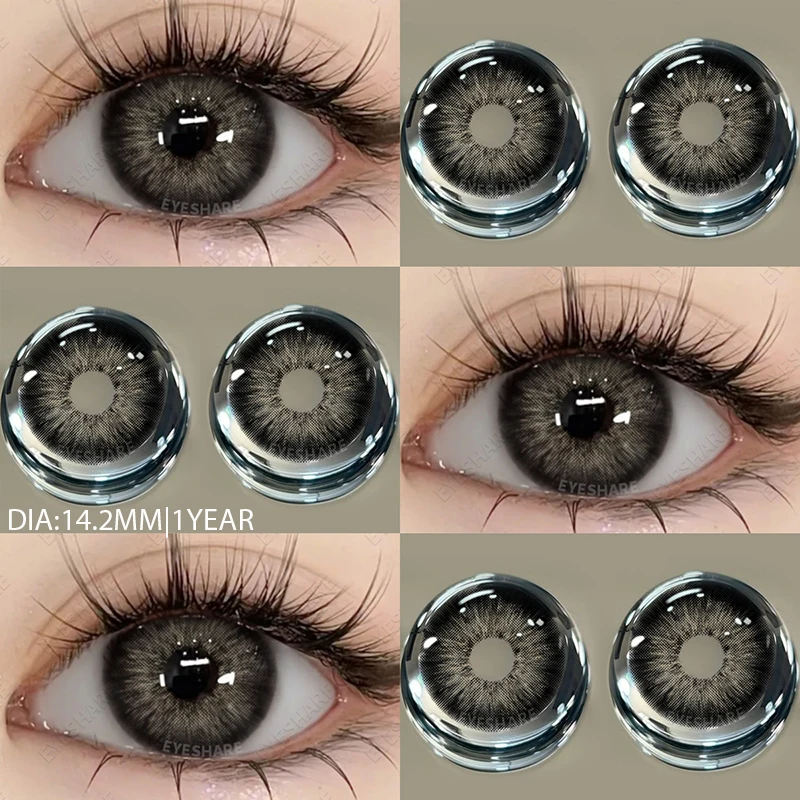 EYESHARE NEW 1pair Gray Contact Lens for Eyes Hybrid Natural Colorful Lenses 14.2mm Colorful Eyes Lenses Cosmetic Yearly Use