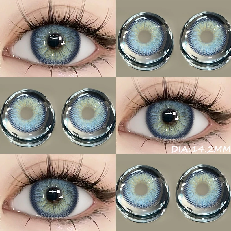 EYESHARE NEW 1pair Gray Contact Lens for Eyes Hybrid Natural Colorful Lenses 14.2mm Colorful Eyes Lenses Cosmetic Yearly Use