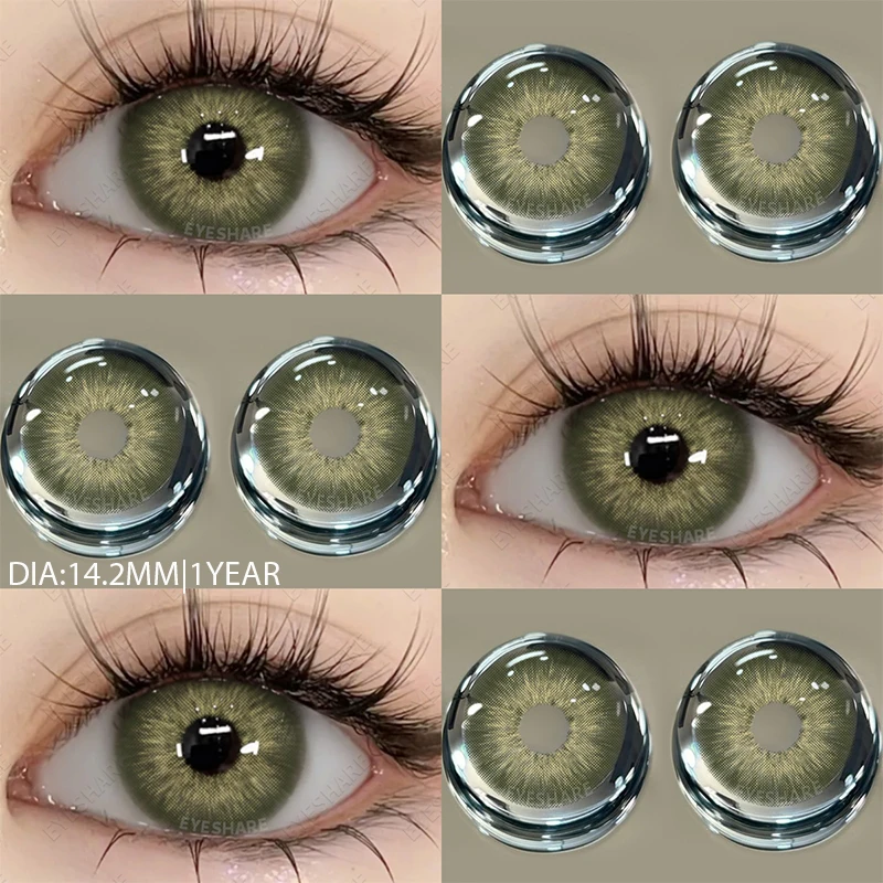 EYESHARE NEW 1pair Gray Contact Lens for Eyes Hybrid Natural Colorful Lenses 14.2mm Colorful Eyes Lenses Cosmetic Yearly Use