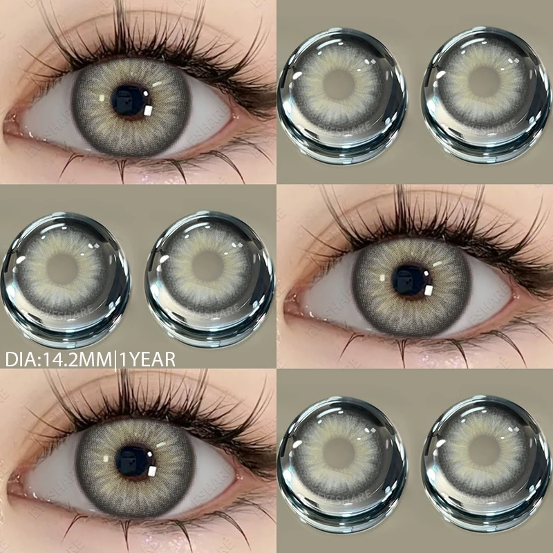 EYESHARE NEW 1pair Gray Contact Lens for Eyes Hybrid Natural Colorful Lenses 14.2mm Colorful Eyes Lenses Cosmetic Yearly Use