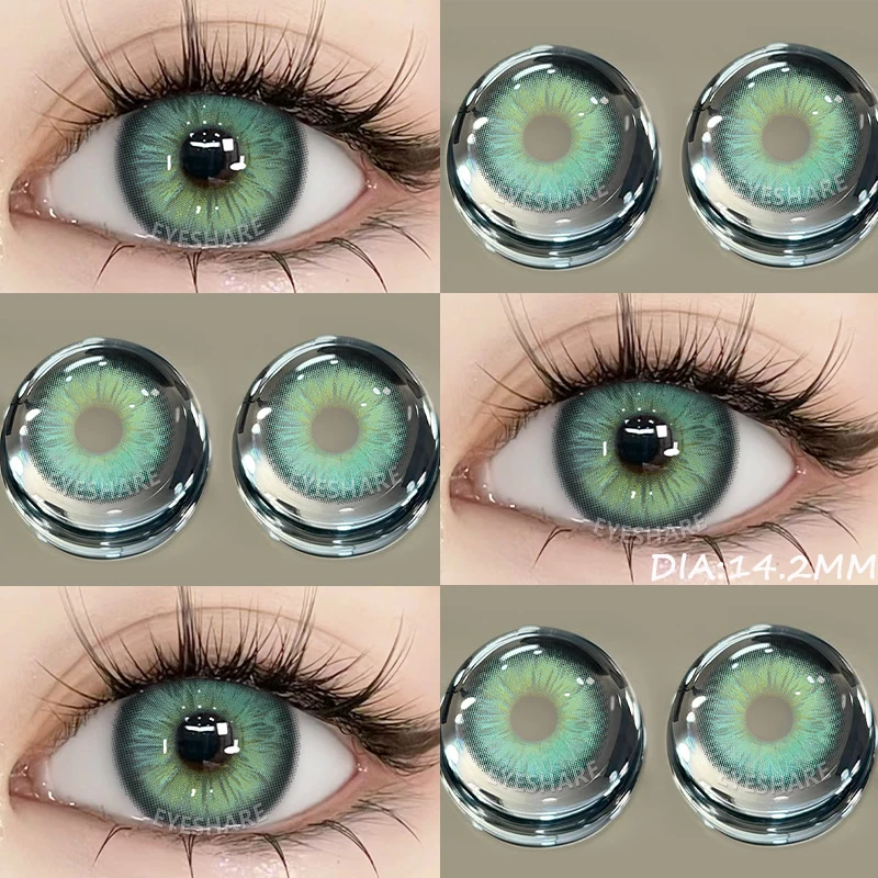 EYESHARE NEW 1pair Gray Contact Lens for Eyes Hybrid Natural Colorful Lenses 14.2mm Colorful Eyes Lenses Cosmetic Yearly Use