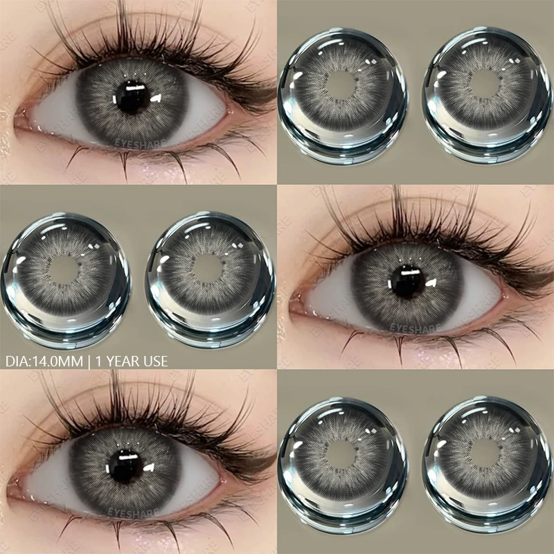 EYESHARE NEW 1pair Gray Contact Lens for Eyes Hybrid Natural Colorful Lenses 14.2mm Colorful Eyes Lenses Cosmetic Yearly Use