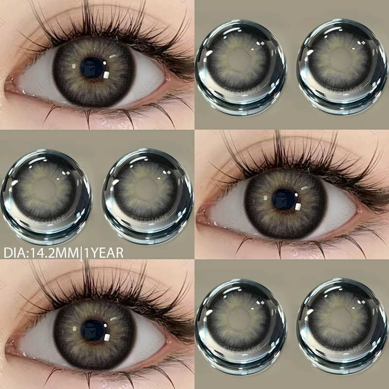 EYESHARE NEW 1pair Gray Contact Lens for Eyes Hybrid Natural Colorful Lenses 14.2mm Colorful Eyes Lenses Cosmetic Yearly Use