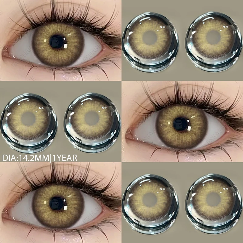 EYESHARE NEW 1pair Gray Contact Lens for Eyes Hybrid Natural Colorful Lenses 14.2mm Colorful Eyes Lenses Cosmetic Yearly Use