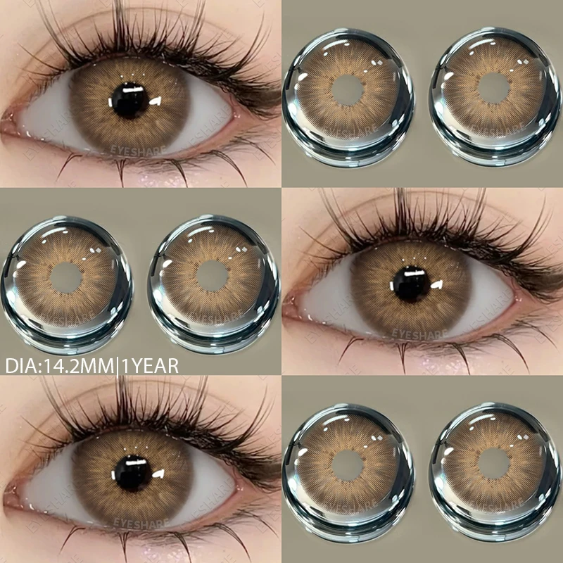 EYESHARE NEW 1pair Gray Contact Lens for Eyes Hybrid Natural Colorful Lenses 14.2mm Colorful Eyes Lenses Cosmetic Yearly Use