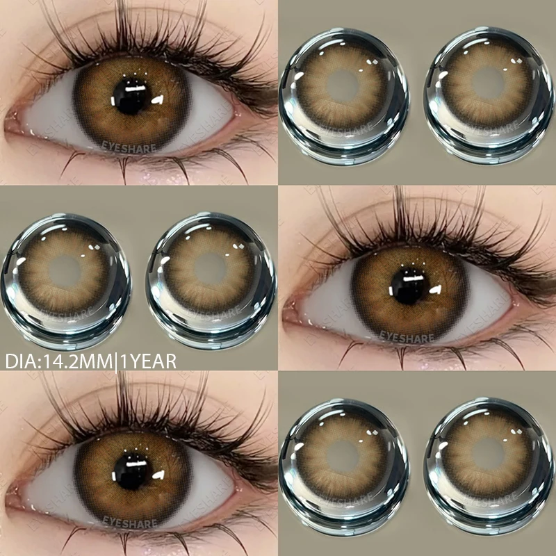 EYESHARE NEW 1pair Gray Contact Lens for Eyes Hybrid Natural Colorful Lenses 14.2mm Colorful Eyes Lenses Cosmetic Yearly Use