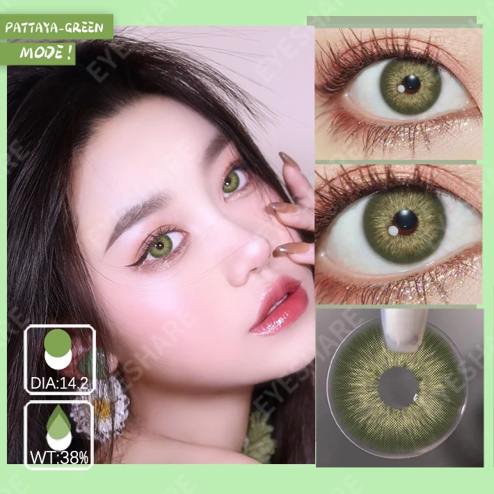 EYESHARE NEW 1pair Gray Contact Lens for Eyes Hybrid Natural Colorful Lenses 14.2mm Colorful Eyes Lenses Cosmetic Yearly Use