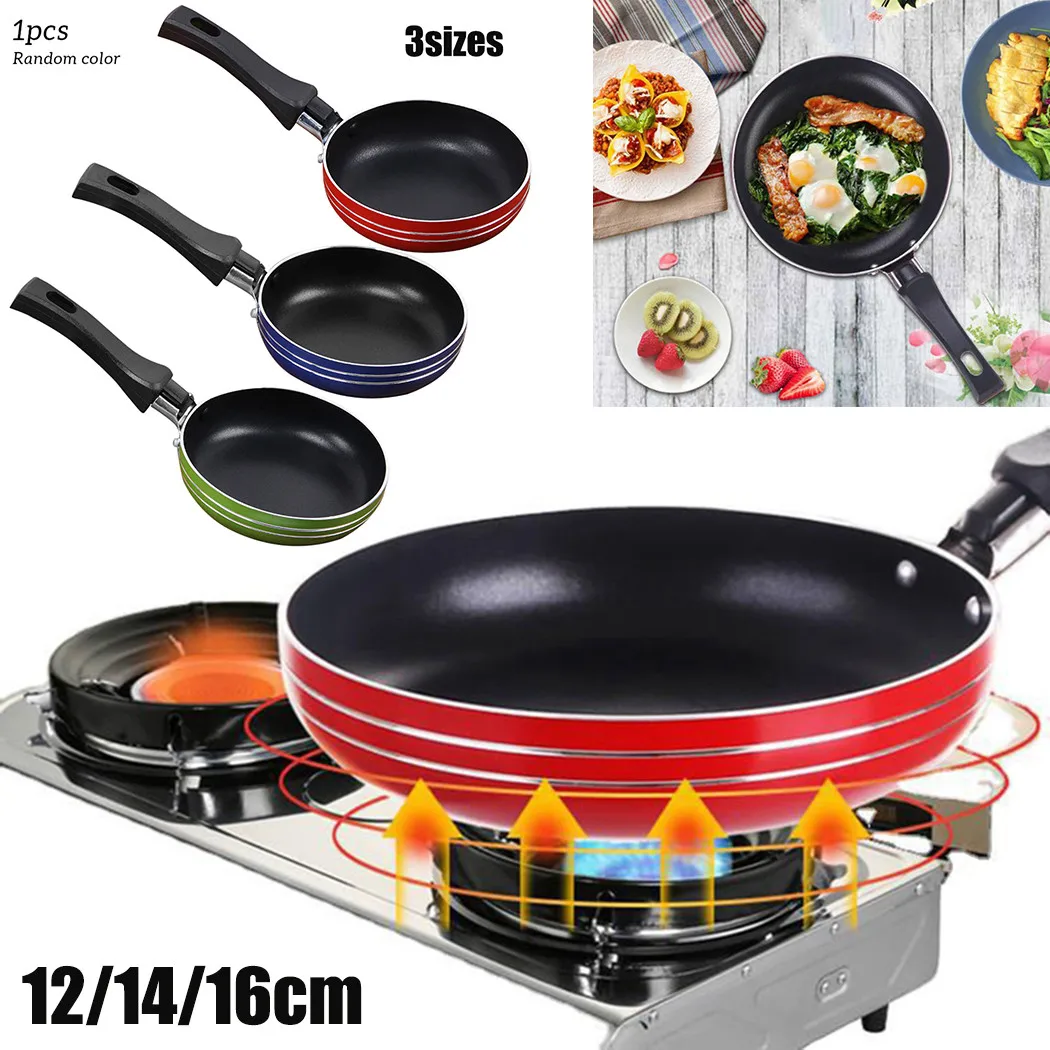 12cm/14cm/16cm Mini Frying Pan Non-Stick Steel Frypan Pot Saucepan For Cookware Kitchen Cookware Fry Eggs Tools Frying Pan