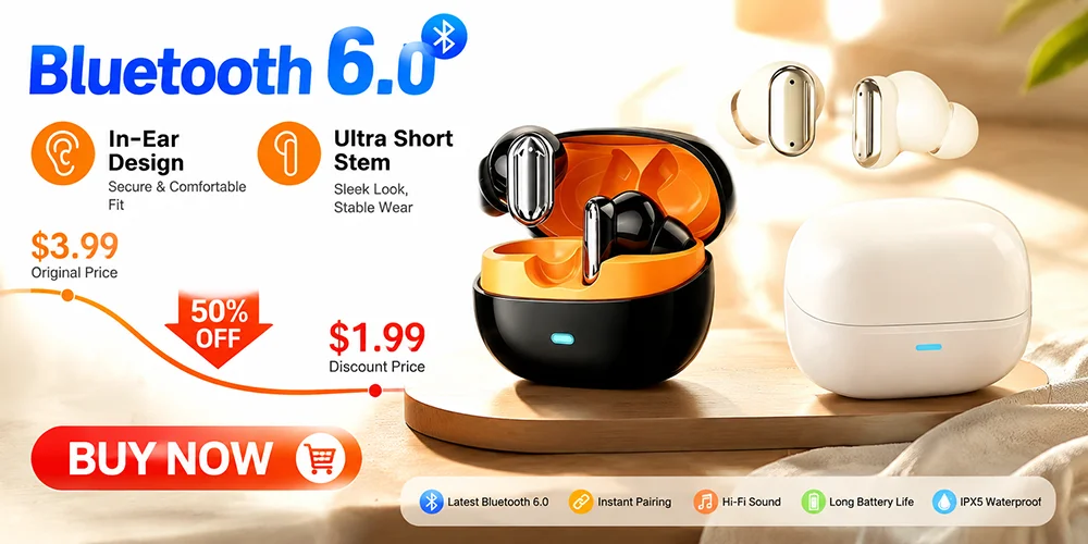 Bluetooth 5.4 Ear Hook Headphones TWS Wireless Earphones HiFi Stereo Waterproof Headsets LED Display Long Standby Touch Earbuds