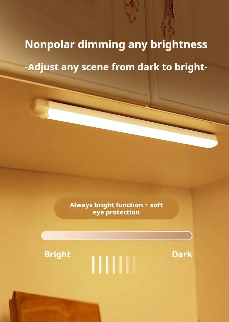 1pc Wireless Rechargeable LED Motion Sensor Cabinet Light - Ideal for Closet, Kitchen, Wardrobe, Stairs - Battery Operated Night