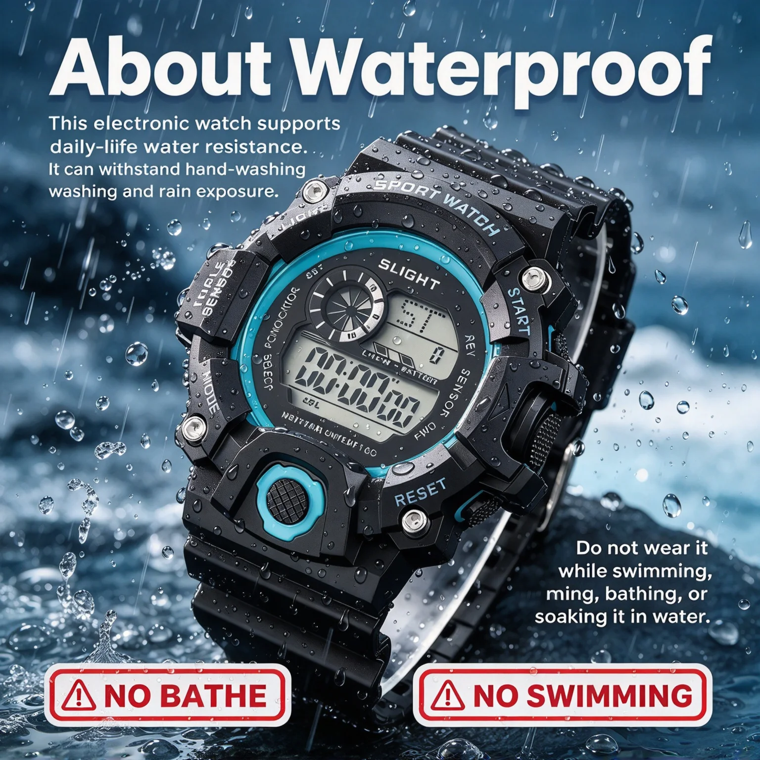 Fashion Men's Watch Sports Electronic Wristwatch Large Dial Multifunctional Waterproof Luminous Alarm Kids Male's Military Watch