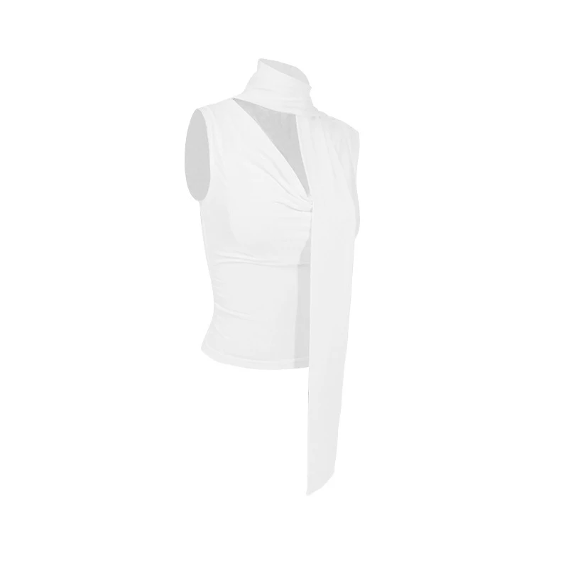 Solid Tank Summer New Women Sexy Sleeveless V-Neck Lady Top Fashion Bandage Streetwear Casual Slim Tank Elegant Knitted Clothing