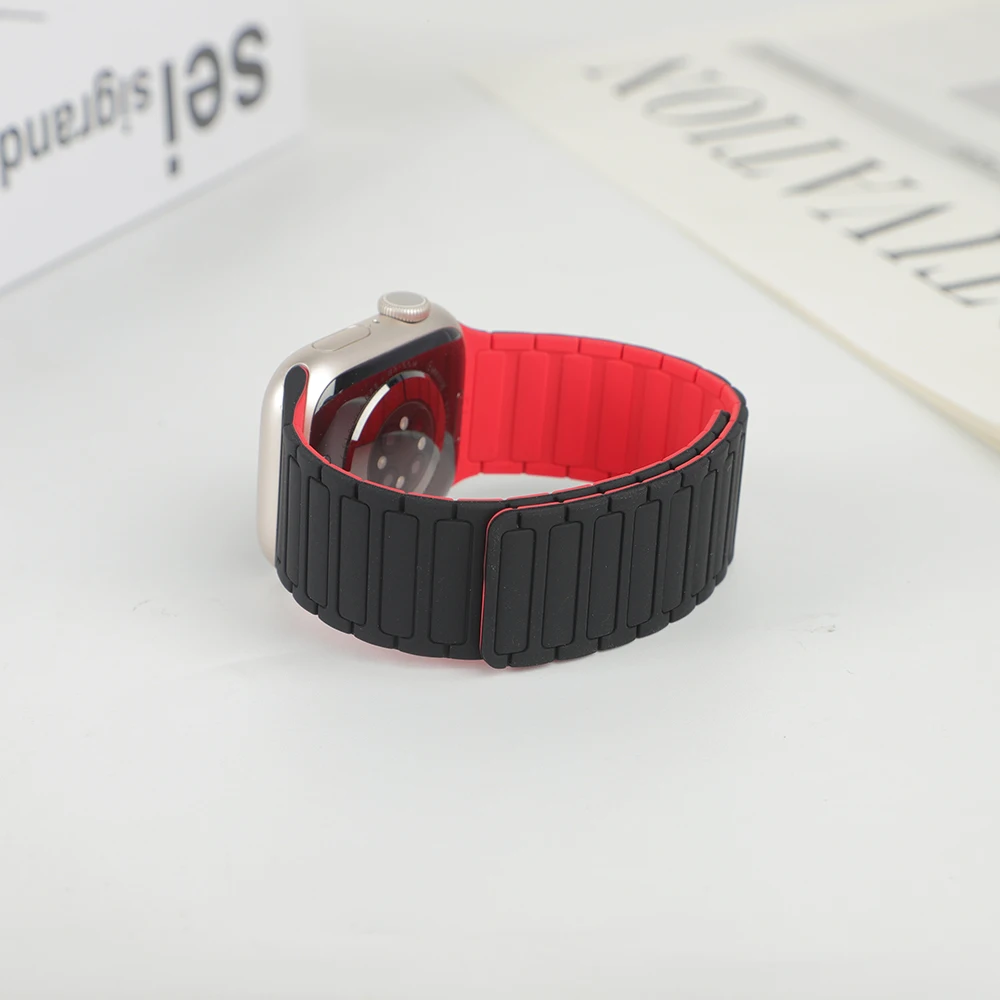 Magnetic Loop Strap for Apple Watch Bands 46mm 44mm 40mm 45mm 41mm 42mm Silicone Bracelet iWatch Series 12 11 10 9 SE Ultra 4 3