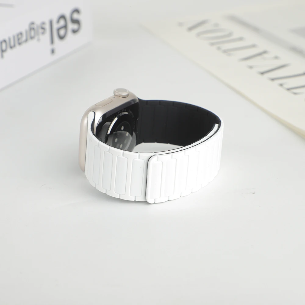 Magnetic Loop Strap for Apple Watch Bands 46mm 44mm 40mm 45mm 41mm 42mm Silicone Bracelet iWatch Series 12 11 10 9 SE Ultra 4 3
