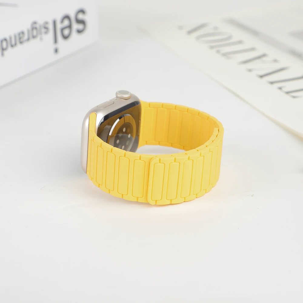 Magnetic Loop Strap for Apple Watch Bands 46mm 44mm 40mm 45mm 41mm 42mm Silicone Bracelet iWatch Series 12 11 10 9 SE Ultra 4 3