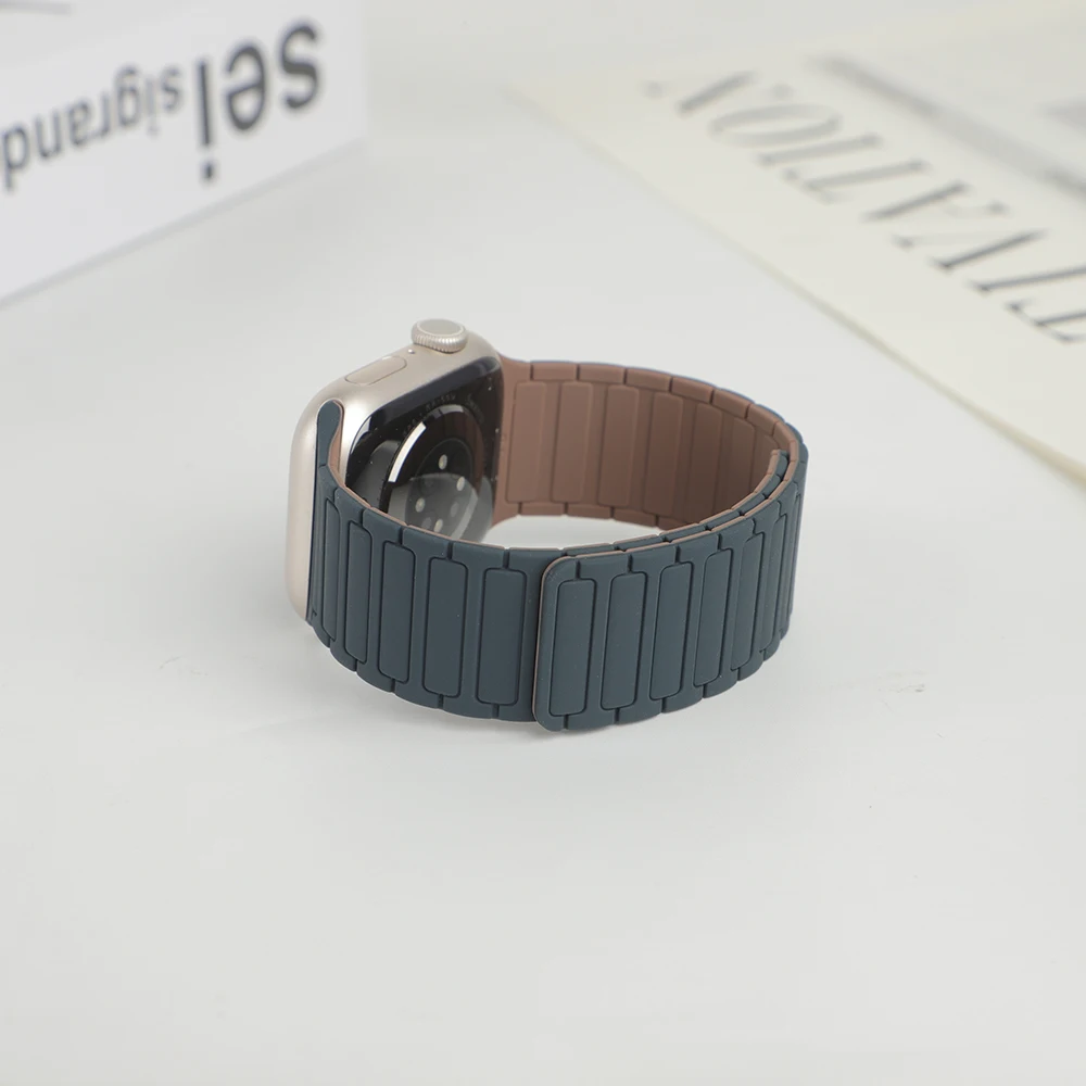 Magnetic Loop Strap for Apple Watch Bands 46mm 44mm 40mm 45mm 41mm 42mm Silicone Bracelet iWatch Series 12 11 10 9 SE Ultra 4 3