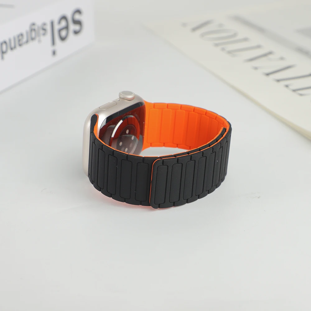 Magnetic Loop Strap for Apple Watch Bands 46mm 44mm 40mm 45mm 41mm 42mm Silicone Bracelet iWatch Series 12 11 10 9 SE Ultra 4 3