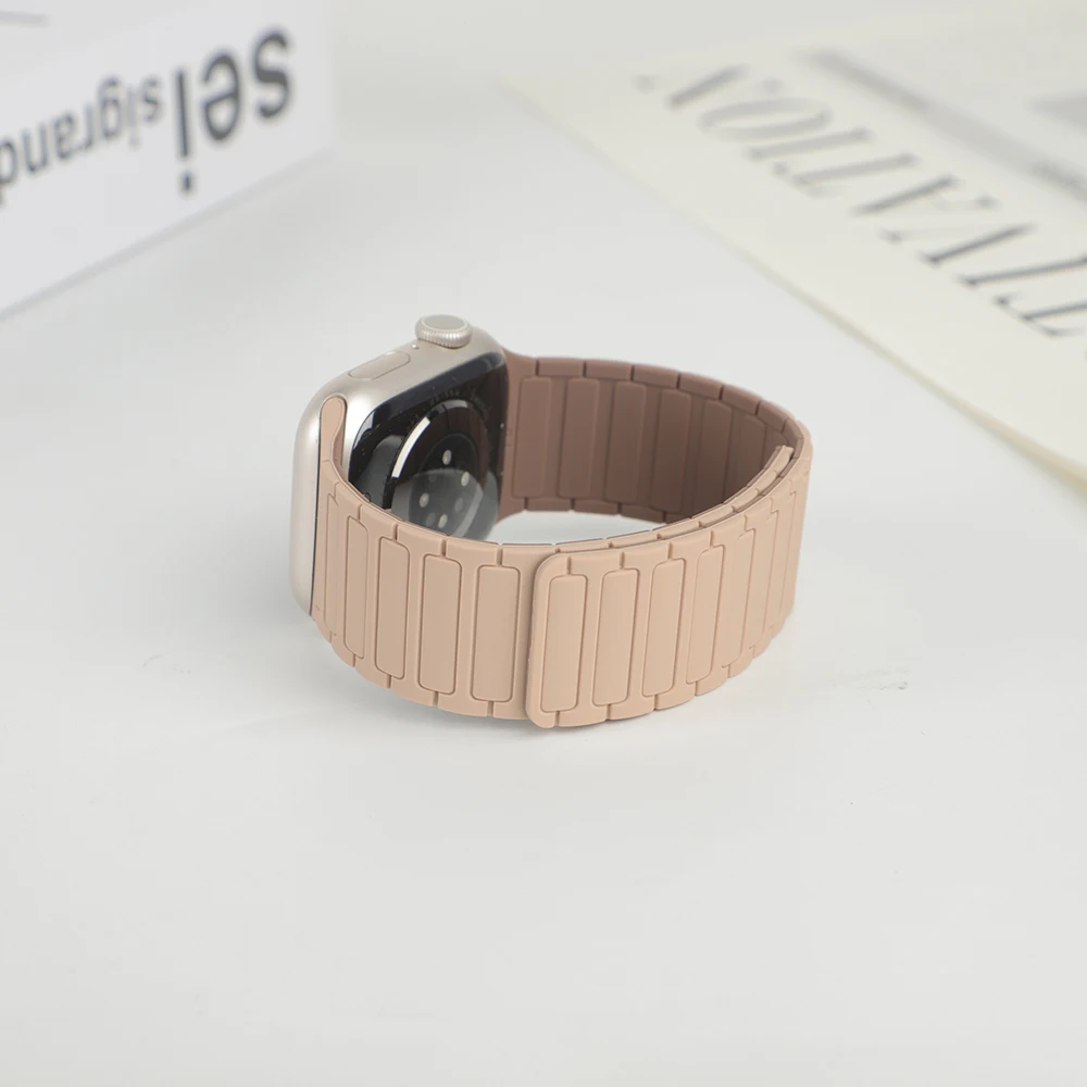 Magnetic Loop Strap for Apple Watch Bands 46mm 44mm 40mm 45mm 41mm 42mm Silicone Bracelet iWatch Series 12 11 10 9 SE Ultra 4 3