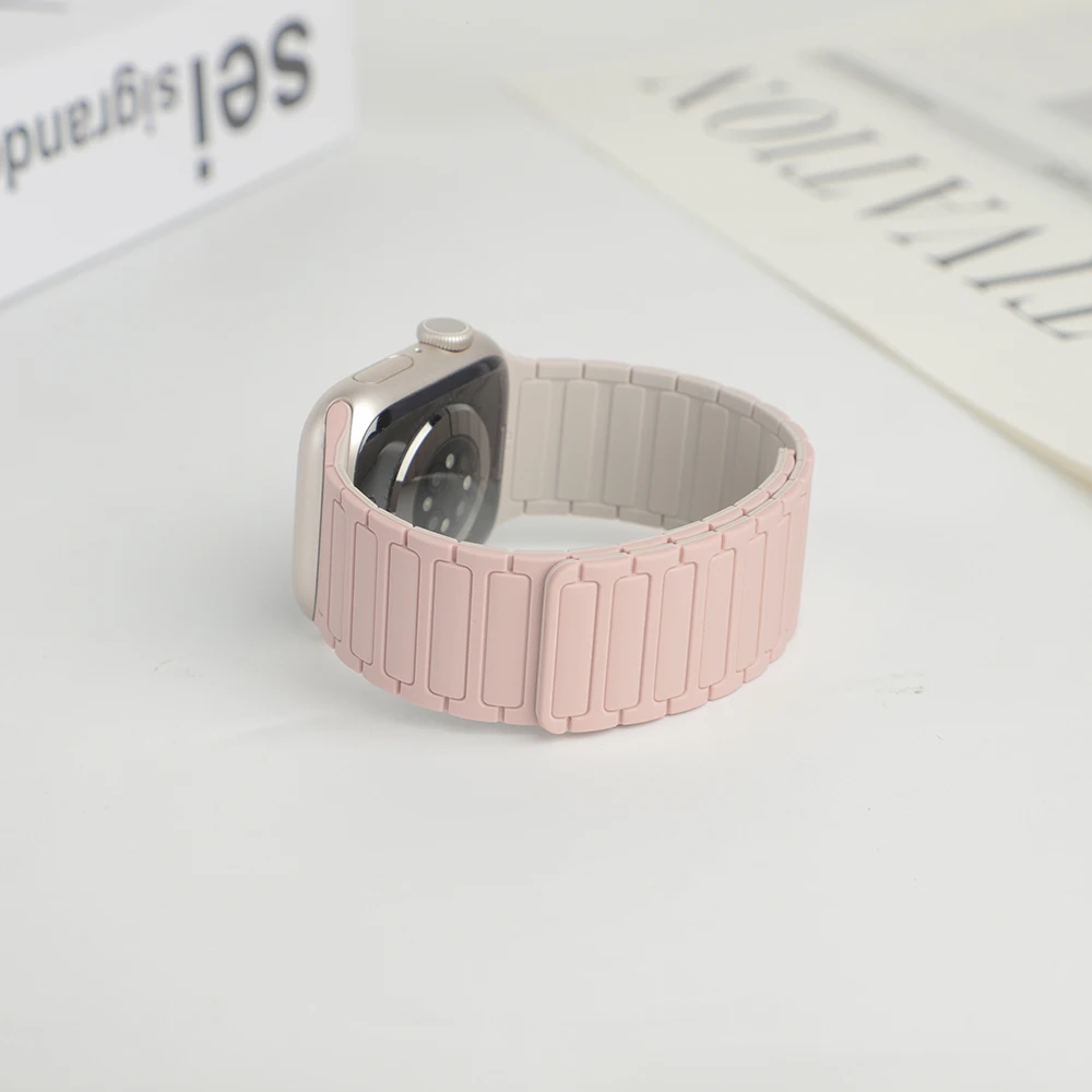 Magnetic Loop Strap for Apple Watch Bands 46mm 44mm 40mm 45mm 41mm 42mm Silicone Bracelet iWatch Series 12 11 10 9 SE Ultra 4 3