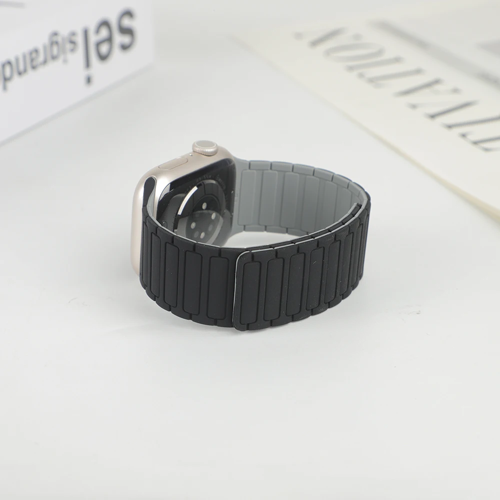 Magnetic Loop Strap for Apple Watch Bands 46mm 44mm 40mm 45mm 41mm 42mm Silicone Bracelet iWatch Series 12 11 10 9 SE Ultra 4 3