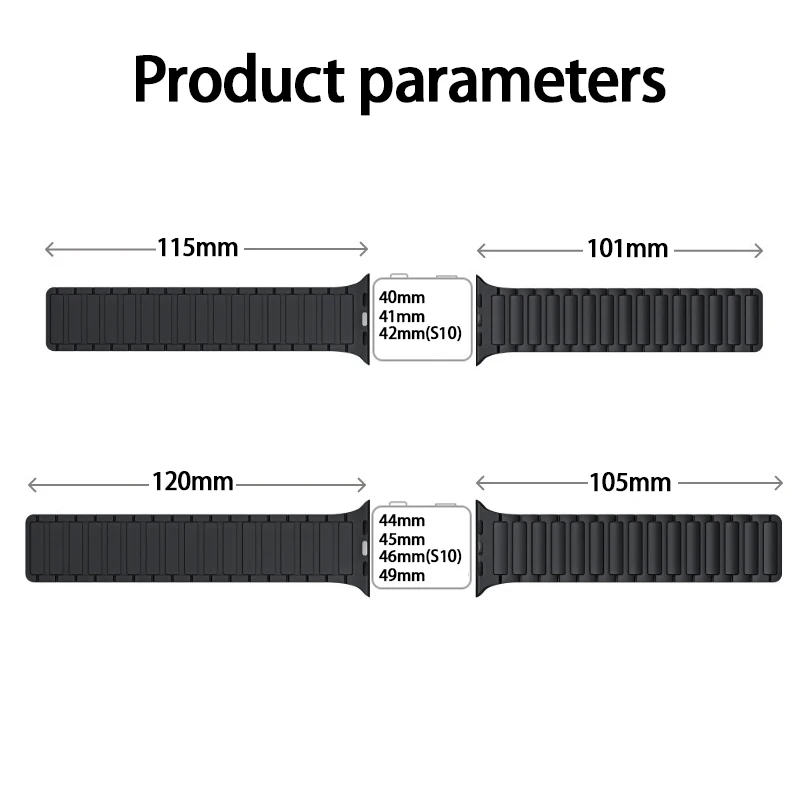 Magnetic Loop Strap for Apple Watch Bands 46mm 44mm 40mm 45mm 41mm 42mm Silicone Bracelet iWatch Series 12 11 10 9 SE Ultra 4 3