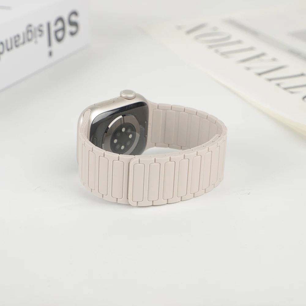 Magnetic Loop Strap for Apple Watch Bands 46mm 44mm 40mm 45mm 41mm 42mm Silicone Bracelet iWatch Series 12 11 10 9 SE Ultra 4 3
