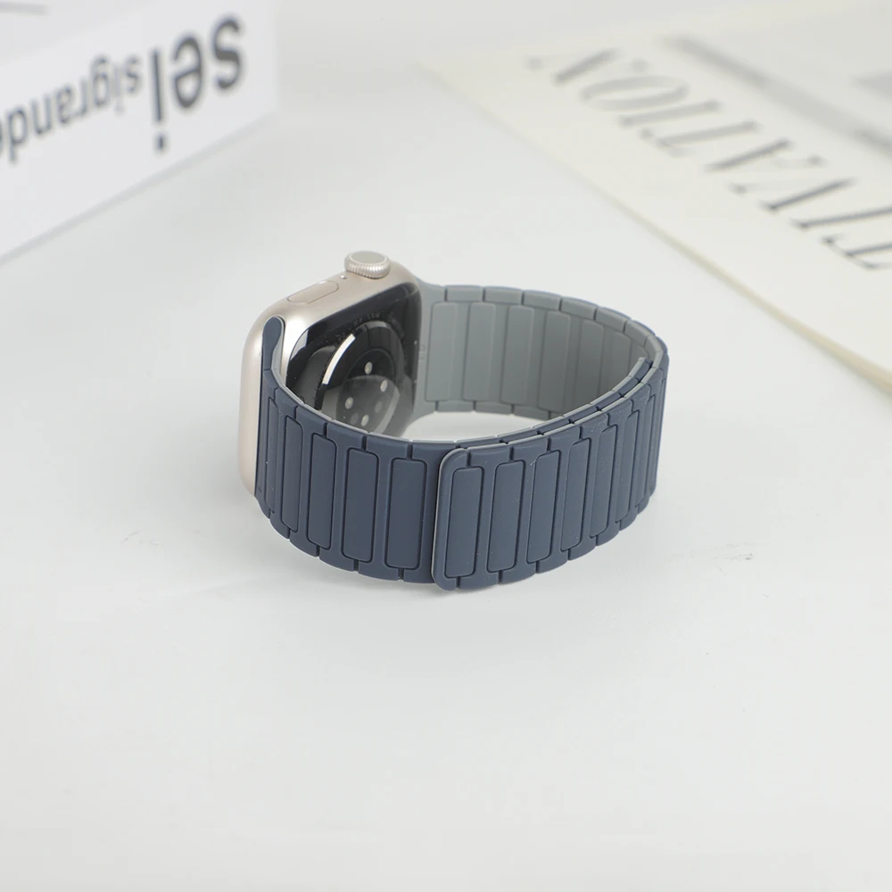 Magnetic Loop Strap for Apple Watch Bands 46mm 44mm 40mm 45mm 41mm 42mm Silicone Bracelet iWatch Series 12 11 10 9 SE Ultra 4 3